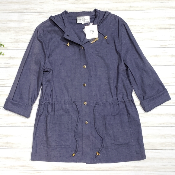 St. John Jackets & Blazers - St. John Sport Linen Utility Anorak Jacket Hooded
